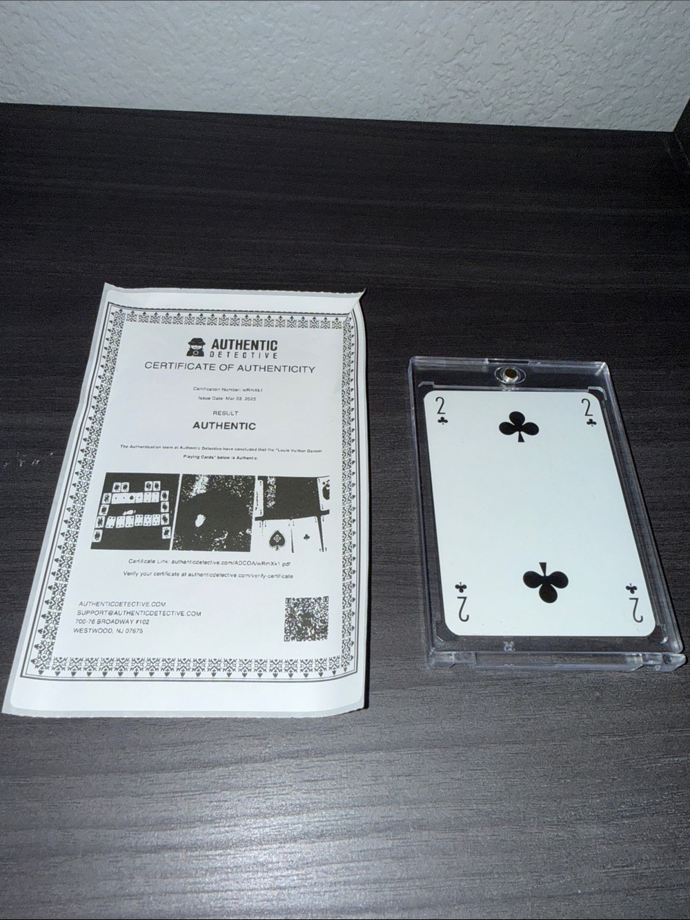 RARE LOUIS VUITTON CASINO NIGHT DAMIER CARD - 2 OF CLUBS